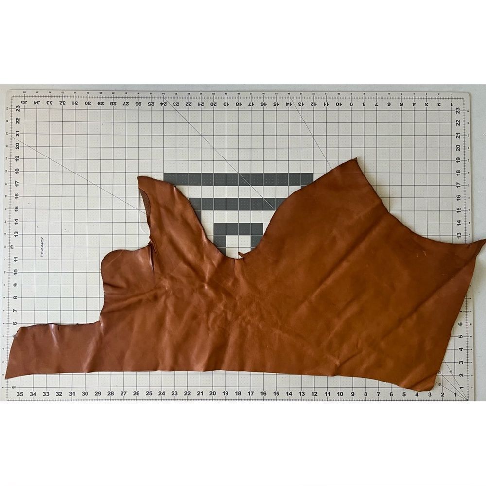 Rustic Full Grain Leather Remnant | Brown 32x17 Upholstery Scrap